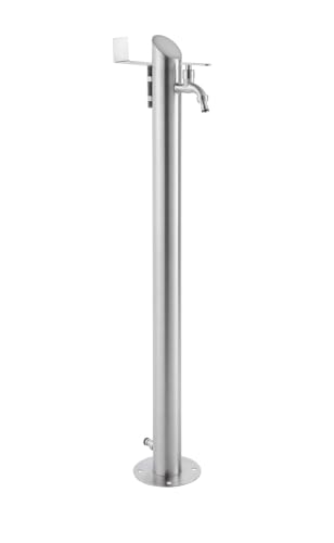 Rubinetto per acqua in acciaio inox 93 cm, colonna per rubinetto da giardino in acciaio inox 304 spazzolato, 2 connettori per rubinetto e tubo flessibile, pompa di benzina per giardino e casa, con