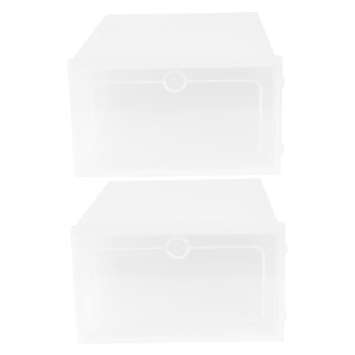 FIXOSHEE 2 piezas Caja para Zapatos Transparente Apilable Unidades Plástico Resistente Organizador Grande con Puerta Clara para Almacenamiento y Orden Hogar y Armarios Color Blanco