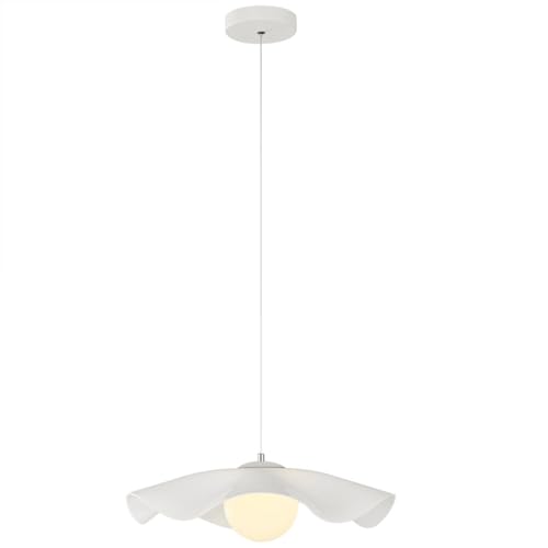 Jadssox Lámpara Colgante de Comedor Blanca con Forma de Flor, lámpara Colgante de Interior para mesita de Noche de Dormitorio con Pantalla acrílica, lámpara Colgante nórdica Moderna