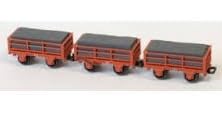 Peco GR-322 Ffestiniog Railway 2 Ton Slate Wagons, rosso, calibro OO-9, confezione da 3