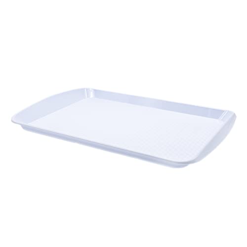 CABLEPELADO Bandeja Rectangular de Plástico para Fast Food y Comida Rápida, para Servir Desayuno, Apta para el Lavavajillas, 46x30 cm, Blanco