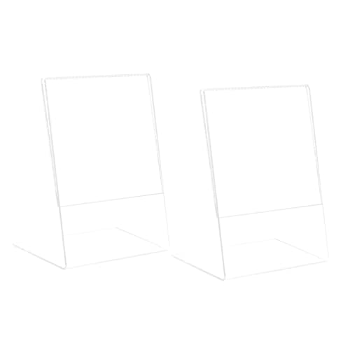 STOBOK Soporte para Carteles A5 Transparente Acrílico, Marco de Fotos Vertical, Porta Carteles Escritorio Resistente y Estable, Uso Doméstico y Oficina, Paquete de 2 Unidades