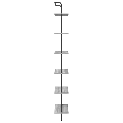 Librería gris Sonoma de 60x24x203 cm con 6 compartimentos de madera 7