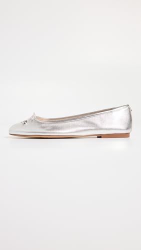 Image of Sam Edelman Women's Felicia Luxe Ballet Flats, Soft Silver, 7.5 Wide US