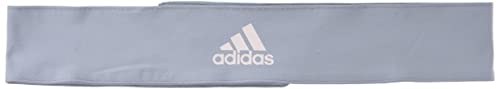 Image of adidas Alphaskin Tie Headband, Glory Grey / Pink Tint, OSFA