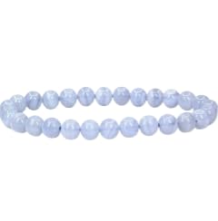 Bracelet perles agate bleue 6mm | Qualité artisanale fait main 17,8 cm