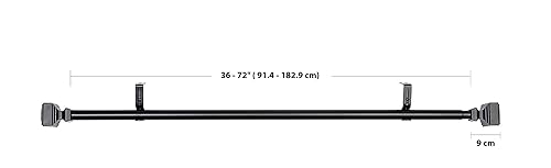 amazon basics Metal 1' Curtain Rod with Square Ends, 36' to 72', Black