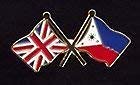 UNION JACK & PHILIPPINES FRIENDSHIP FLAGS ENAMEL LAPEL PIN BADGE