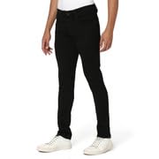 Image of Spykar Men Black Cotton Slim Fit Narrow Length Clean Look Low Rise Stretchable Jeans (Skinny)