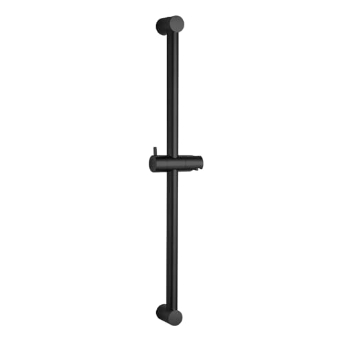 OFFO Barre de Douche 60 cm,Support Pommeau de Douche 80 cm en Acier Inoxydable Avec Support de Douche,Barre Douche Segmentée,Distance Réglable de 28 à 61 cm,Noir mat