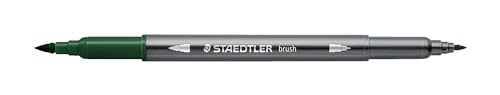 STAEDTLER aquarell Doppelfasermaler Design Journey, erdgrün, feine Spitze und flexible Pinselspitze, wasservermalbar, 10 erdgrüne Filzstifte, 3001-55