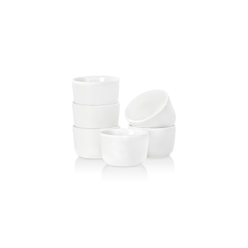 Selamica Mini Ramekins 2 OZ, Ceramic Dipping Sauce Cups, Set of 6, White