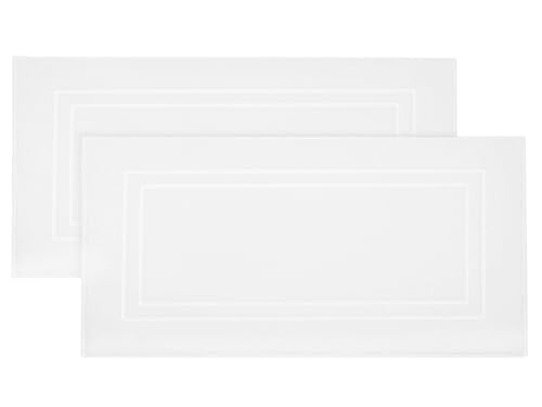 ZOLLNER 2er Set Badematten, Badvorleger, 50x90 cm, Baumwolle, weiß