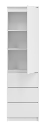 KUBUTKU Mehrzweckschrank mit 3 Schubladen 3 Fächern und Türen Haushaltsschrank Kleiderschrank Büroschrank 180,5x50x40 cm (Weiß)