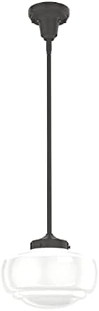 Hunter - Saddle Creek 1-light Noble Bronze, Small Pendant Light, Dimmable, Schoolhouse Style, Schoolhouse Shaped, for Bedrooms, Kitchens, Dining, Living Rooms - 19188