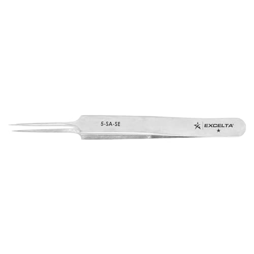 Excelta Ultra Fine Point Tweezers, Mini Straight Tapered For Microscopy, 4.25