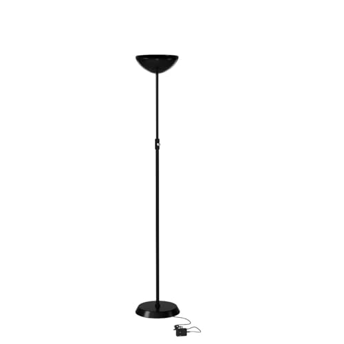 Brightech SkyLite LED Floor lamp, Torchiere Super Bright Floor Lamp for Living Rooms & Offices - 3 Way Dimmable Tall Torch Lamp, High Lumen Standing Pole Lamp for Bedroom Reading - Black