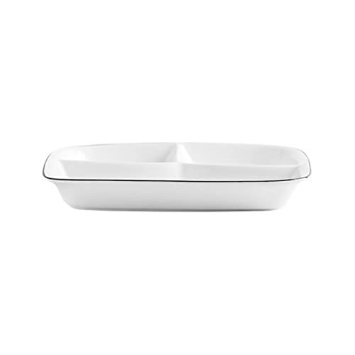 HEALLILY 1pc Ceramic Three Breakfast Plate Divided Dish for Home Kitchen Restaurant Use Easy to Clean White Dinnerware