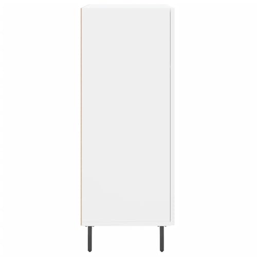Aparador blanco de 90 cm de altura con compartimentos de madera para pasillo 8