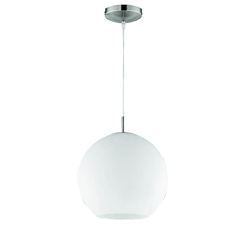 Suspension Moon anti éblouissement en verre opale blanc culot E27 60W
