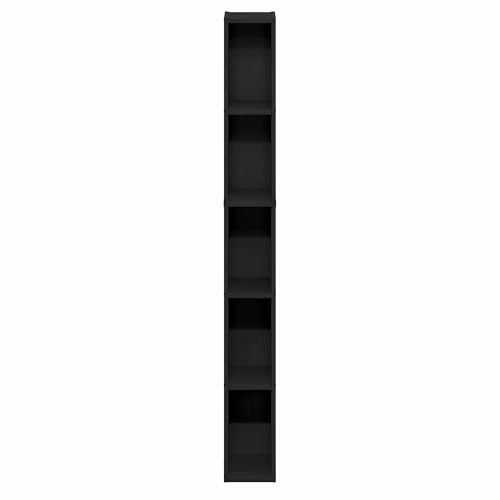 Furinno Fulda Book Shelf, 5-Tier Tall Narrow Bookshelf, Standing Bookcase with 6-in Width Storage Shelf, 9.3 x 5.9 x 51.9, for Organization Storage, for Living Room, Bedroom, Home Office, Blackwood by Furinno - Image 8