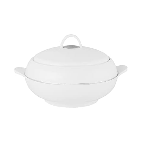 Royalford Insulated Casserole Serving Dish with Lid | Food Warmer Hot Pot with Stainless Steel Double Wall Inner Casing | Food Storage Container, Keeps Food Warm or Cold (2.5L, White) Cover