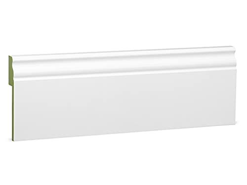KGM Abdeckleiste für Fliesensockel - feuchtraumgeeignet im Hamburger Profil - MDF weiß foliert – Maße: 2400 x 19 x 100 mm - 1 Stück KGM Abdeckleiste für Fliesensockel - feuchtraumgeeignet im Hamburger Profil - MDF weiß foliert – Maße: 2400 x 19 x 100 mm - 1 Stück