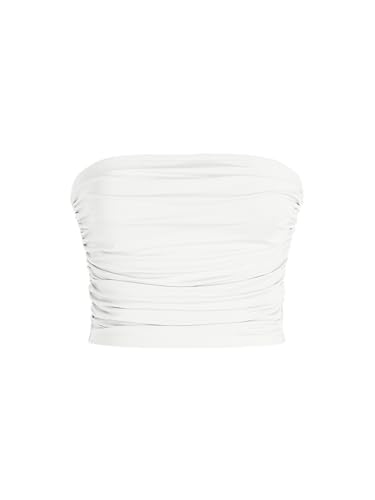 CIDER Tube Top for Women Strapless Ruched Sexy Going Out