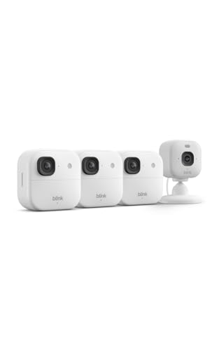 Image of Blink Outdoor 2K+ and Mini 2K+ (newest model) - Wireless and plug-in 2K resolution smart security cameras, Sync Module Core included - 4 Cameras (White)