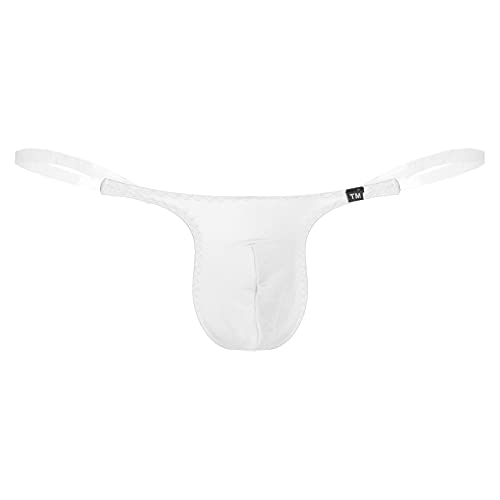 FGHSFRT Mens Sexy Transparent Waistband G-String Thongs Briefs Panties Gloosy Bulge Pouch Underwear White