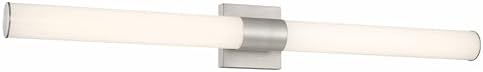 Minka Lavery 5075-84-L Vantage 36" Wide Adjustable CCT LED Bath Bar with White Cylindrical Shade, Brushed Nickel