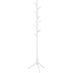 Percheros Juveniles Ikea VASAGLE Perchero de Pie, Perchero de Madera Maciza, Perchero en Forma de Árbol, 8 Ganchos, 3 Alturas Ajustables, para Ropa, Sombrero y Bolso, para Salón, Dormitorio y Oficina, Blanco RCR04WT
