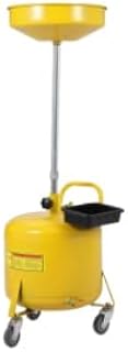8 Gallon Oil Drain Tank for Automotive and Workshop, Portable Air Operated Drainer Waste Fluid Transfer Container, Adjustable Funnel Height (28"-62"), 360° Swivel Wheels, Integrated Toolbox, Yellow