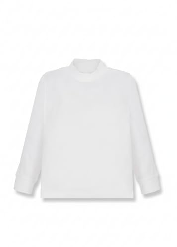Ellepi Jungen Kinder Maedchen Langarmshirt mädchen Pullover Shirt Rollkragen Rollkragenpullover Weiss schwarz Langarm Tshirt Rolli Longsleeve Pulli unterhemd Rollkragenshirt Junge, Weiß, 6 Jahre