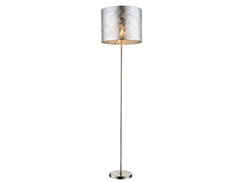 Design Steh Leuchte Stoff Decken Fluter Lese Stand Lampe silber glänzend Globo 15188S