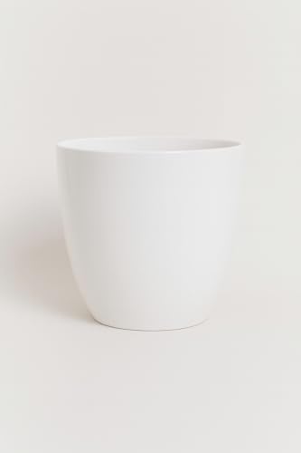 Fresh Plants Blumentopf Keramik-Übertopf NOVA 5 - Farbe Weiß - Ø30 cm - Höhe 30 cm