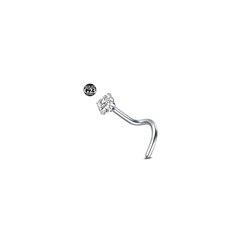 AceFun Piercing nariz titanio plata 20G sacacorchos acero titanio nariz espárrago tornillo 1 pieza piercing pin joyería corporal 2.5mm diamante
