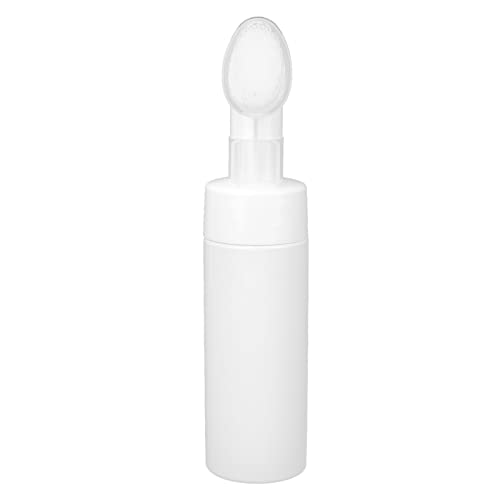 White Facial Cleanser Foaming Bottle Silicone Brush Refillable Empty Mousse Foaming Bottle 1pcs(200ml)