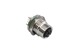 Bulgin Limited, PXMBNI12RPF08XPCM16, M12 Series X Code Brass Nickel Plated M16 Rear Panel Mount Connector 8 Contact Socket PCB Termination (1 Item/s)