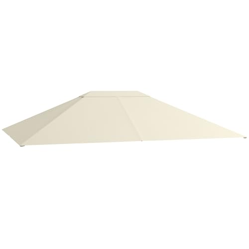 Outsunny 10' x 13' 84C-116 Model Gazebo Canopy Replacement, Outdoor Gazebo Cover Top Roof Replacement with Vents and Drain Holes, (TOP Cover ONLY), Cream White