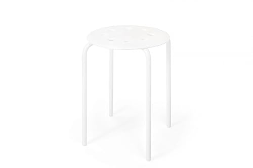 Marius Hocker Stapeltisch Stapelhocker Stahlhocker in weiß - 45cm Sitzhöhe - 32cm Sitzdurchmesser - getestet bis 100kg