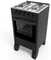 Fogão Braslar 4 Bocas New Sirius Black Manual Sem Tampa Mesa Inox Forno com Termocoupla Preto