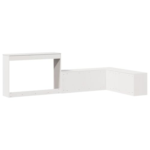 Meuble de rangement multifonction avec compartiments et tiroirs en pin blanc 232x122 cm - 7
