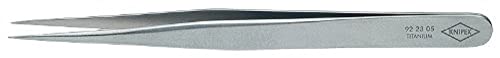 KNIPEX - 92 23 05 Tools - Precision Tweezers, Titanium, Anti-Magnetic, Acid-Proof, Stainless (922305), Silver, 4.75"