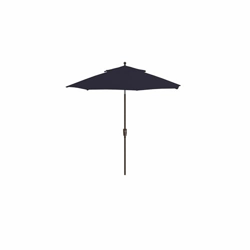 Treasure Garden Octagonal 9 ft Patio Umbrella - Outdoor Furniture Table Umbrella Push-Button Tilt Bronze Aluminum Frame (Obravia2 Navy)