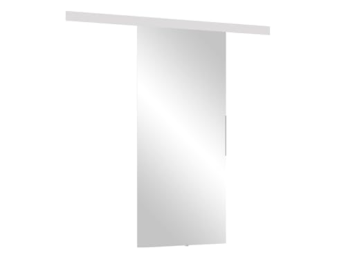 Mirjan24 Schiebetürsystem Mirror Komplett-Set für Schiebetüren, Abstandsführung Trennwände Innentüren (Weiß + Spiegel, Modell 90.)