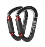 Karabiner Klettern Kletterausrüstung, UIAA-Zertifiziert 2 Stück 25KN Auto Locking Kletterkarabiner Clips für Hängematten, Schaukel, Locking Hundeleine und Geschirr, Camping, Wandern & Utility