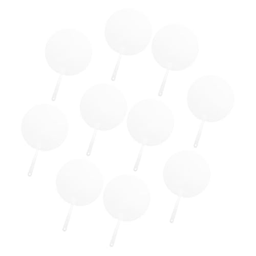SEWACC 10 Abanicos de Mano Redondos Transparentes para Pintar Ventiladores Decorativos Blancos para Manualidades y Espectáculos Abanicos Portátiles para Verano y Decoración Artística
