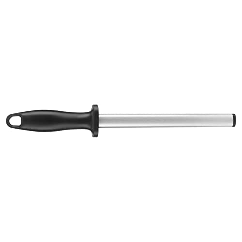 SIXRUN Afilador de Cuchillos, Afilador de Cocina Eficiente y de Agarre Cómodo para Cuchillos/cinceles de Pan, Herramienta para el Hogar de 8 Pulgadas, Negro/plateado