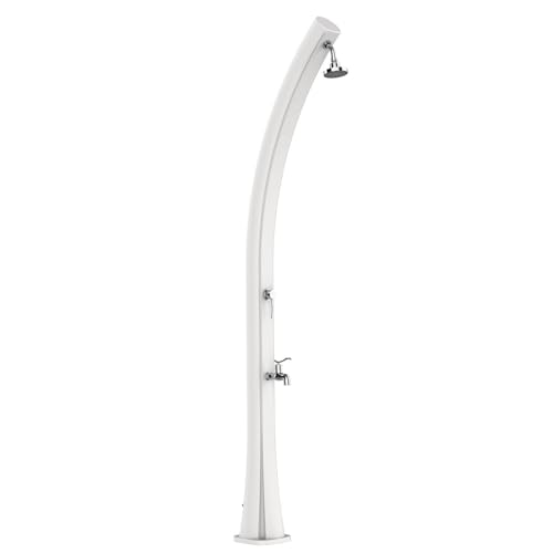 Colonna Doccia Ecologica a Riscaldamento Solare in Polietilene HD Bianco RAL9003 per Giardino e Piscina, Serbatoio 25 Lt con Lavapiedi STARMATRIX RIO WHITE.
